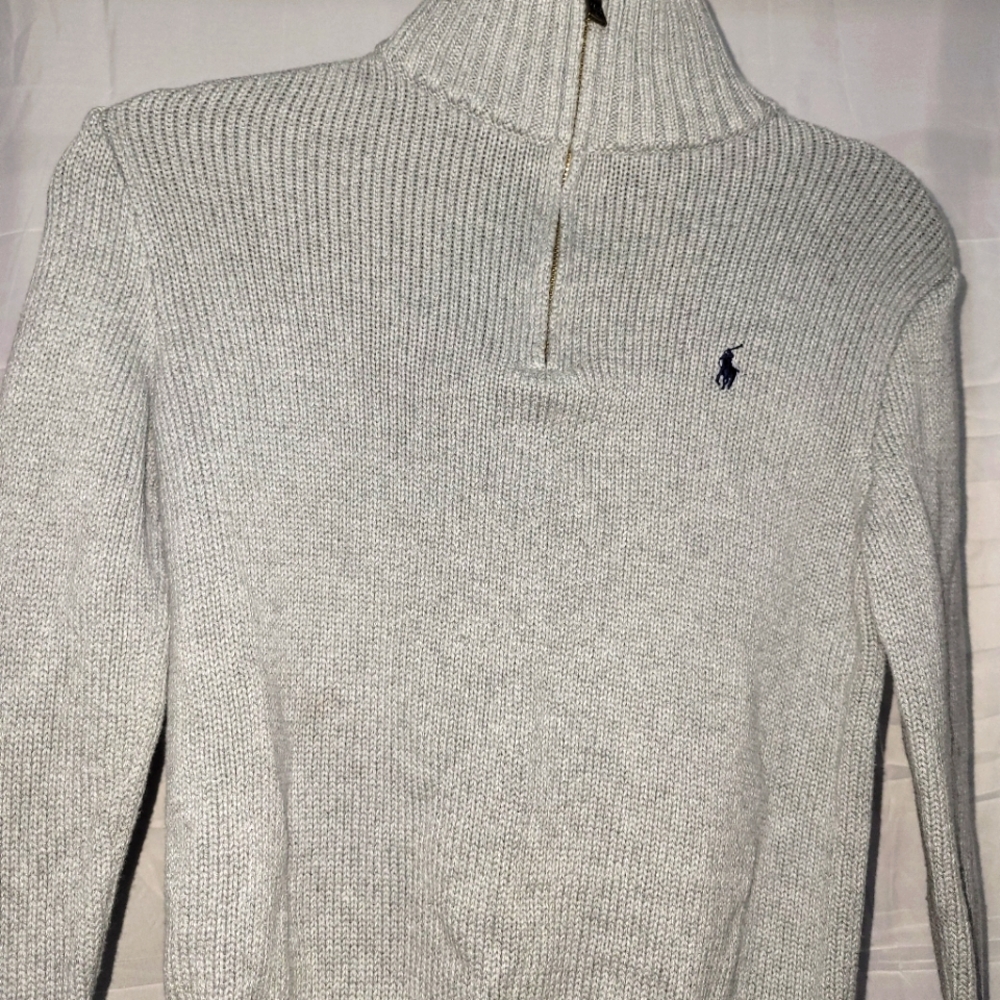 Ralph lauren boys gray knit sweater size medium. (Worn)